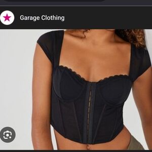 Garage Black Cap Sleeve Corset Top